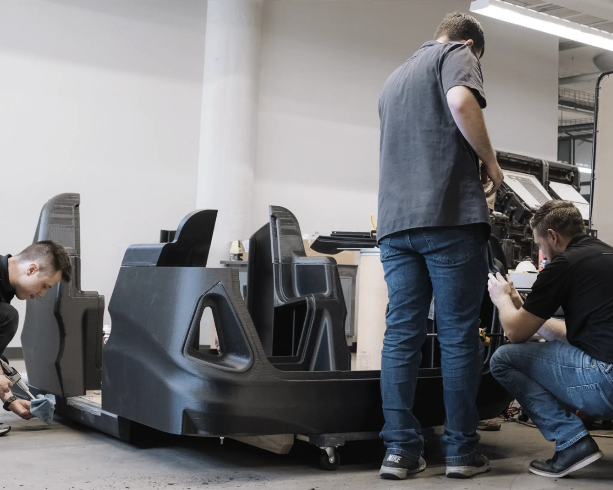 Team Assembling Large 3D Printed PArt